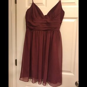 David’s Bridal Deep V Crinkle Chiffon in Sangria